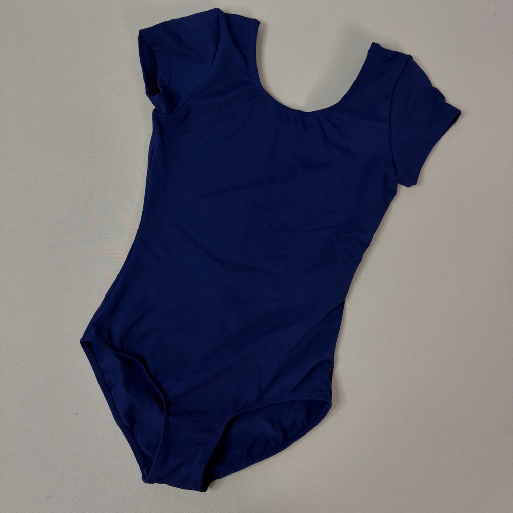 Bloch Kids Navy Blue Short Sleeve Ballet Dance Leotard Size 6x-7